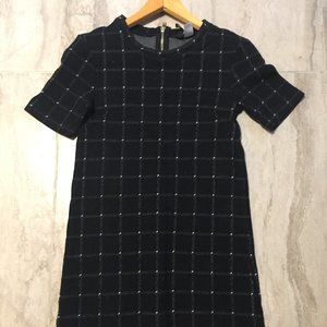 Cute Black Plaid Winter Mini Dress